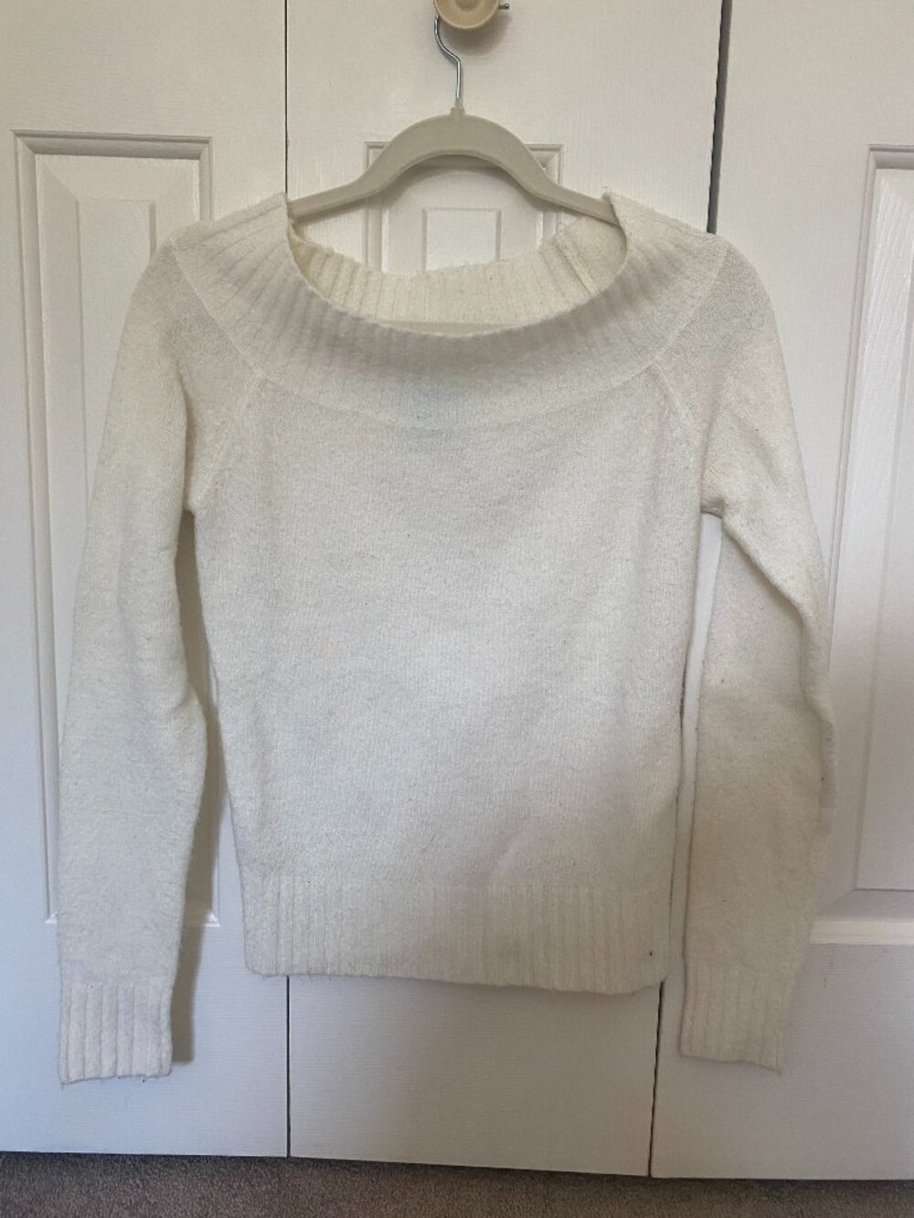 One Step Up Off-the-Shoulder White Sweater